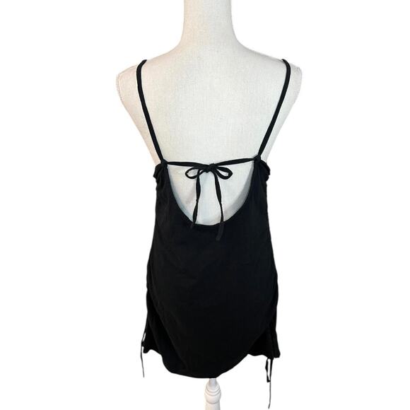 Adore me black open back swim coverup swimwear ruched casual resort minimalist - Picture 5 of 6